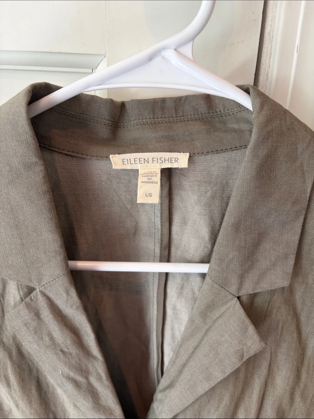 Eileen Fisher Olive Green Open-Front Relaxed Blazer